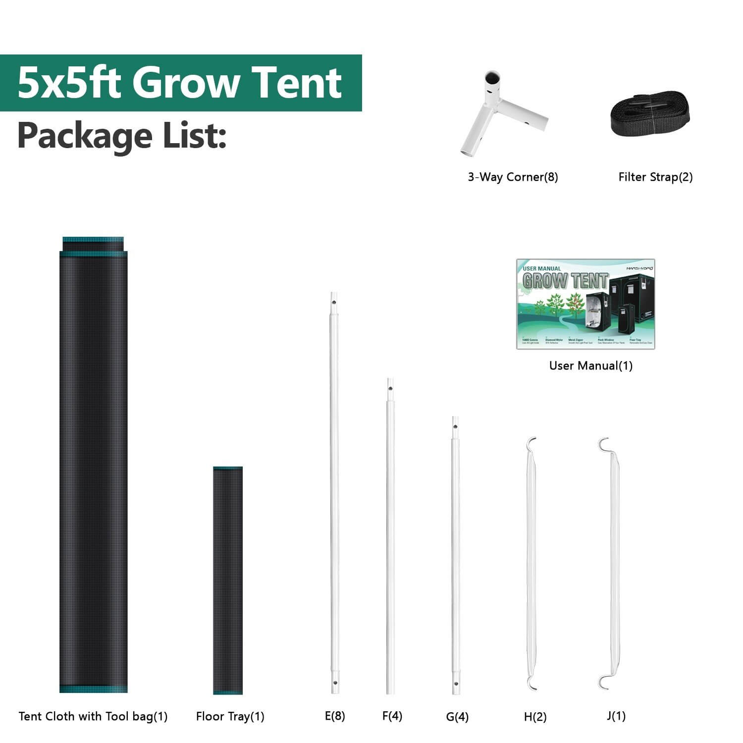 Indoor 5x5 Grow Tent For Plants 150x150x200cm - Mars Hydro JP