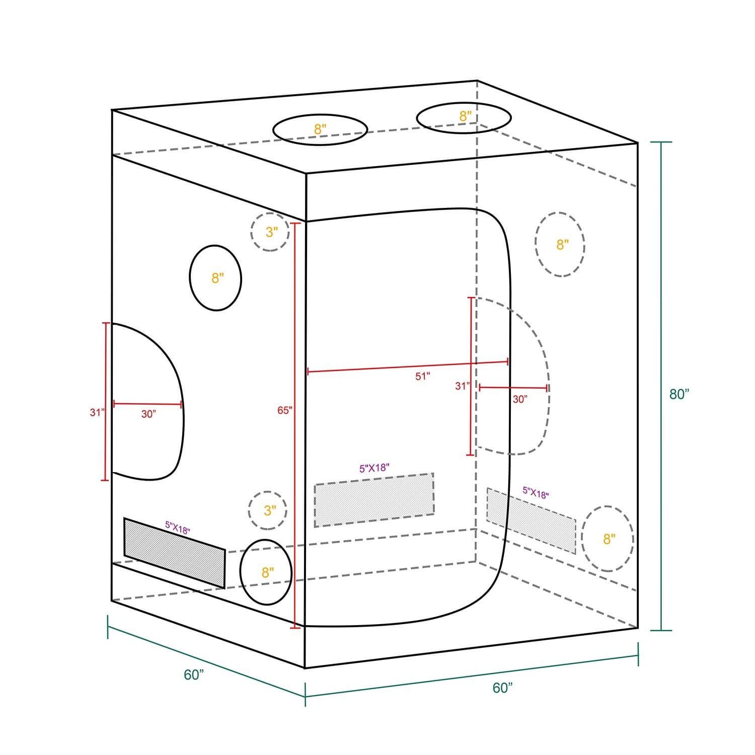 Indoor 5x5 Grow Tent For Plants 150x150x200cm - Mars Hydro JP