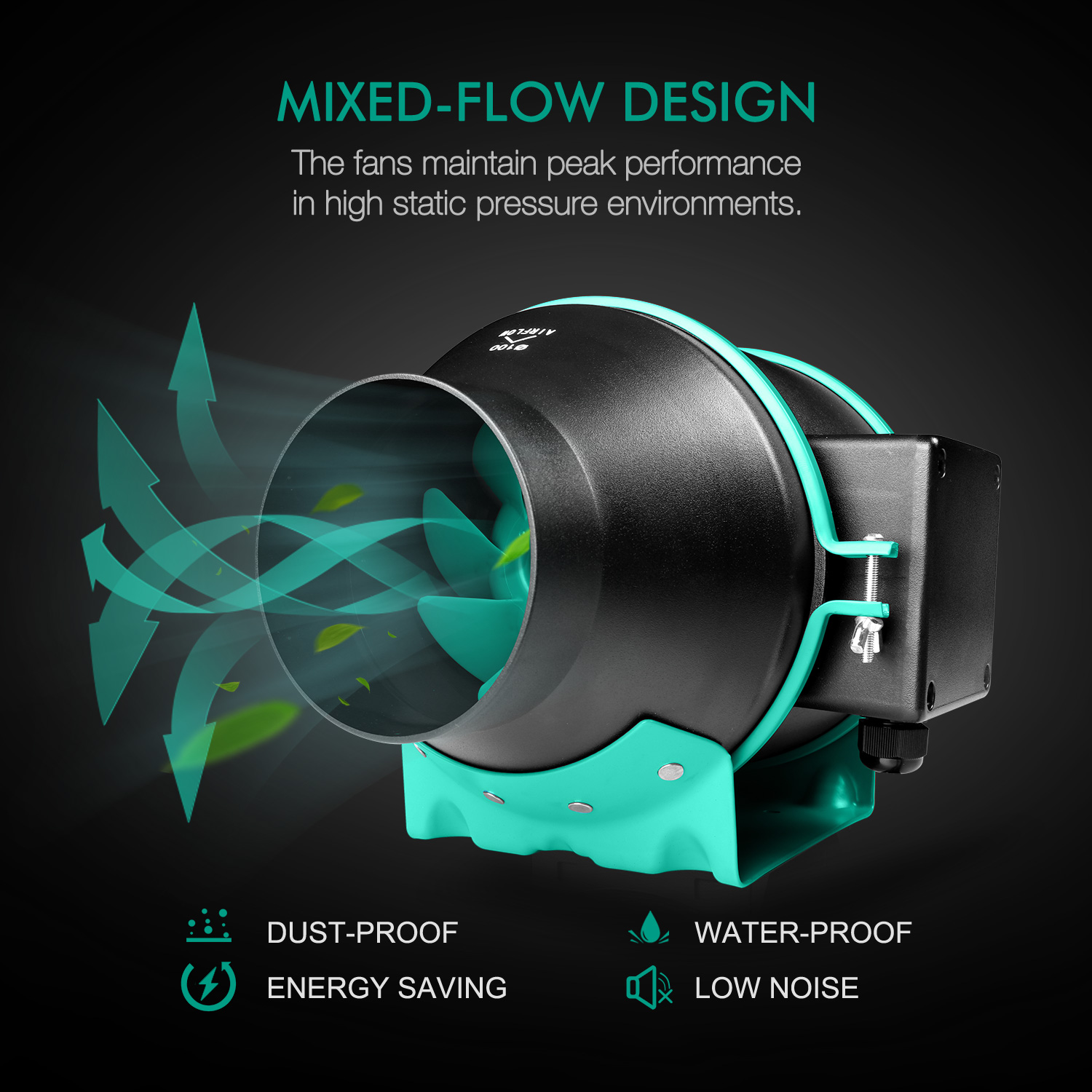 4 Inch Inline Fan For Grow Tent Smart Controller - Mars Hydro JP