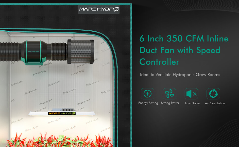 6'' Inline Duct Fan & Carbon Filter For Grow Tent - Mars Hydro JP