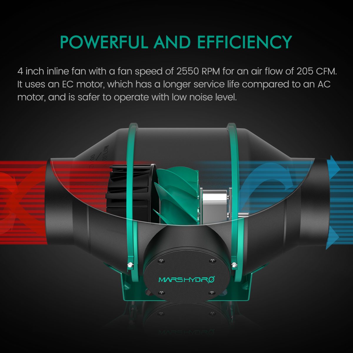 4 Inch Inline Fan For Grow Tent Smart Controller - Mars Hydro JP