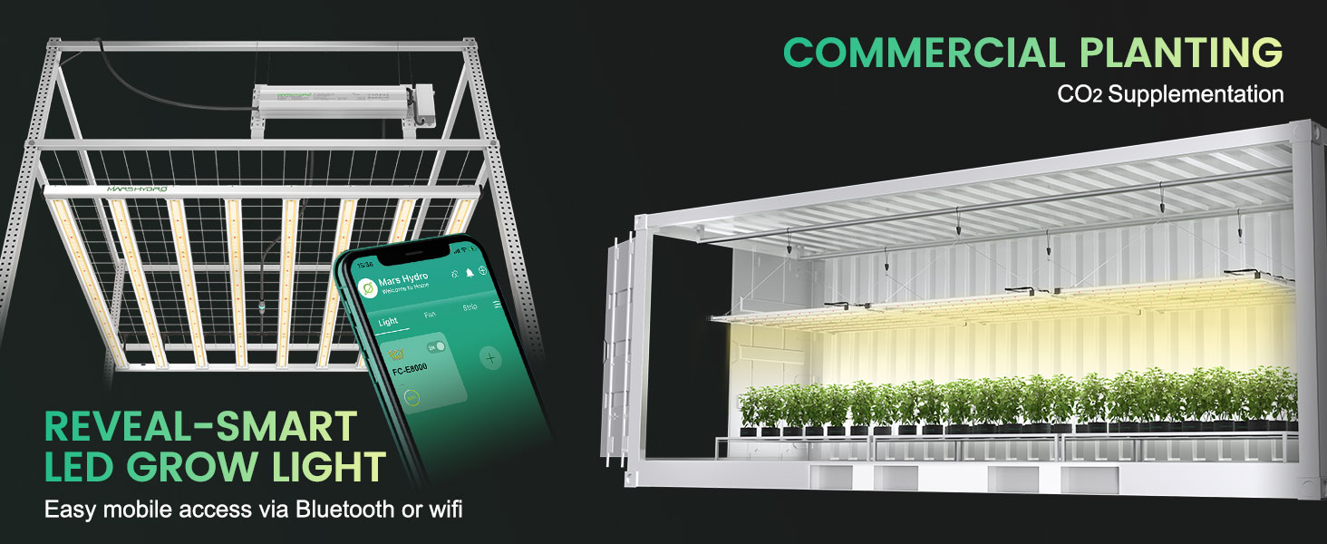 Mars Hydro fc-e8000 smart led grow light 商業用栽培照明 CO2サプリメントを追加