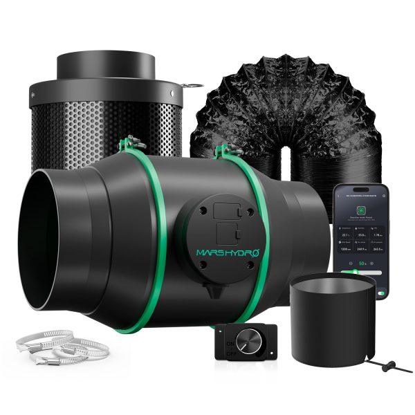 6'' Inline Duct Fan & Carbon Filter For Grow Tent - Mars